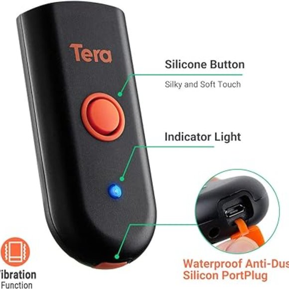 Tera Wireless Barcode Scanner, Mini Pocket 1D Scanner, Water Proof, 3-in-1 - Picture 6 of 6